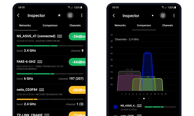 NetSpot Inspector mode (Android) NetSpot Inspector mode (Android)