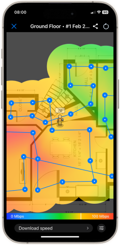 Bewerten Sie die Ergebnisse visuell mit den farbcodierten Wi-Fi-Hitzekarten