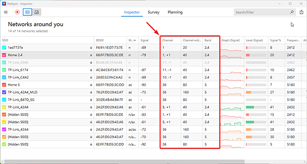 NetSpot — Inspector Mode (channel)