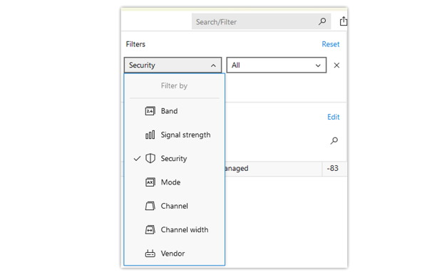 NetSpot Inspector Mode filter NetSpot Inspector Mode filter