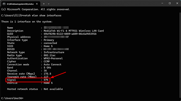 netsh wlan show interfaces