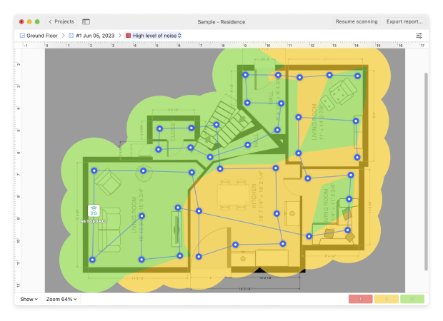 NetSpot Noise Level heatmap NetSpot Noise Level heatmap