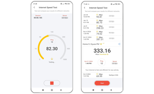 NetSpot includes a built-in Speed Test tool NetSpot includes a built-in Speed Test tool