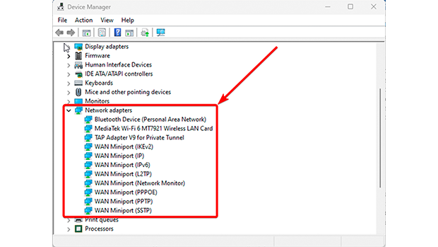 Network adapters in Windows Device Manager for driver updates Network adapters in Windows Device Manager for driver updates