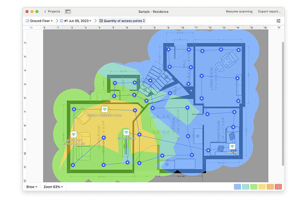 Quantity of access points Wi-Fi Heatmap Quantity of access points Wi-Fi Heatmap
