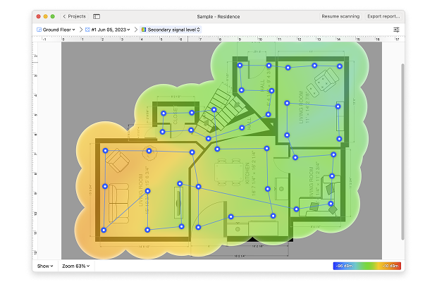 Secondary signal level Wi-Fi Heatmap Secondary signal level Wi-Fi Heatmap