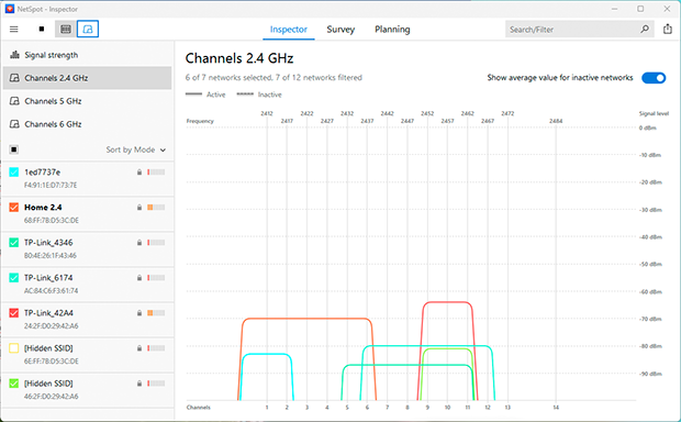 NetSpot — choose a channel