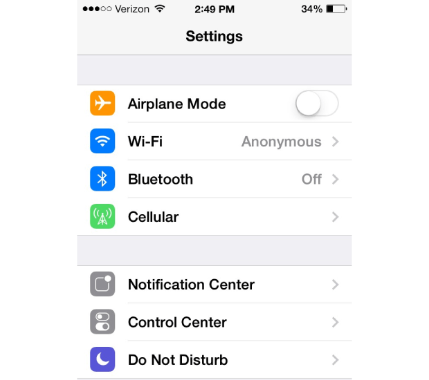 Paramètres iOS