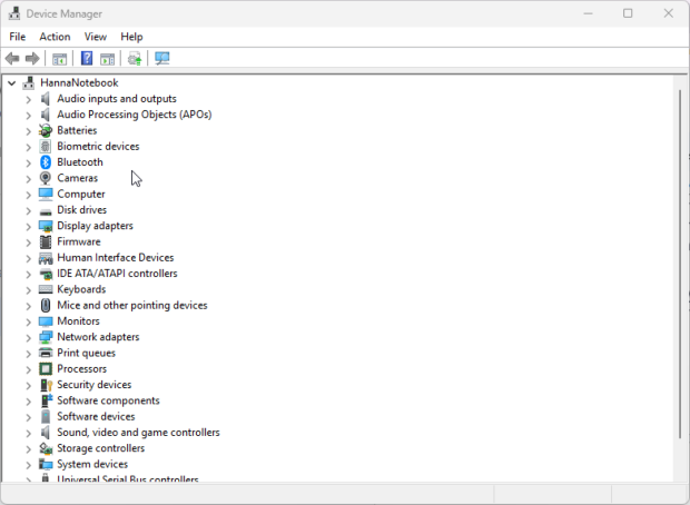 Windows — select Device Manager